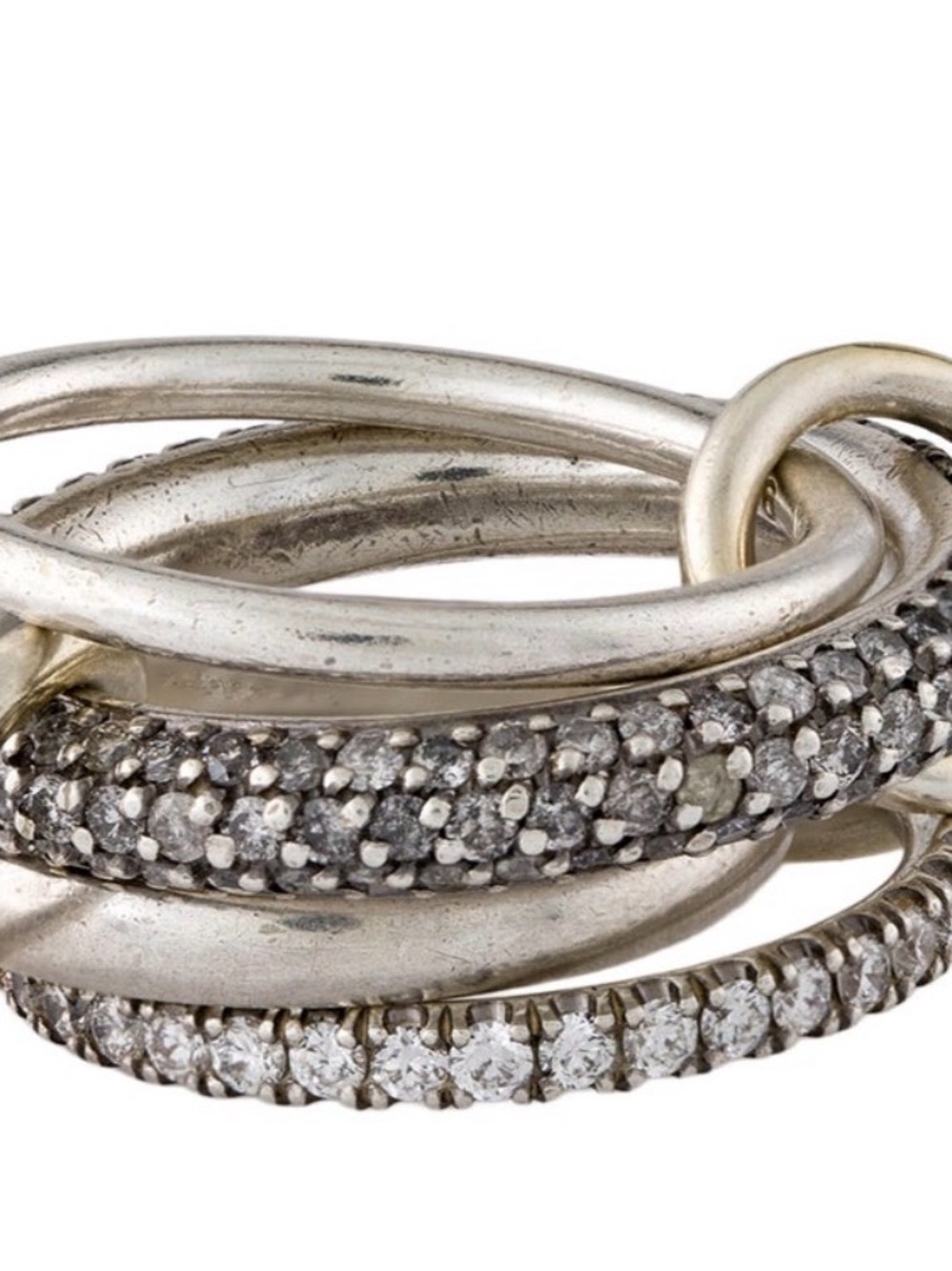 Spinelli Killcoin “SK” Diamond Puzzle Ring Sterling Silver 1.94 CTW size 8.25